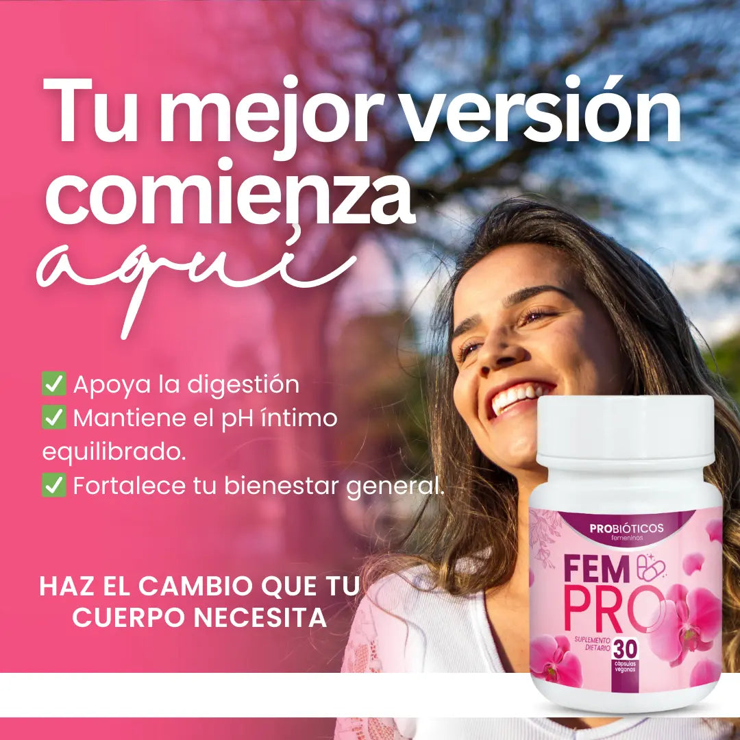 ¡No dejes pasar esta oportunidad única! Obtén 2x1 en probióticos FEM-PRO y cuida tu salud digestiva al máximo. ¡Compra ahora y siente la diferencia en tu bienestar!