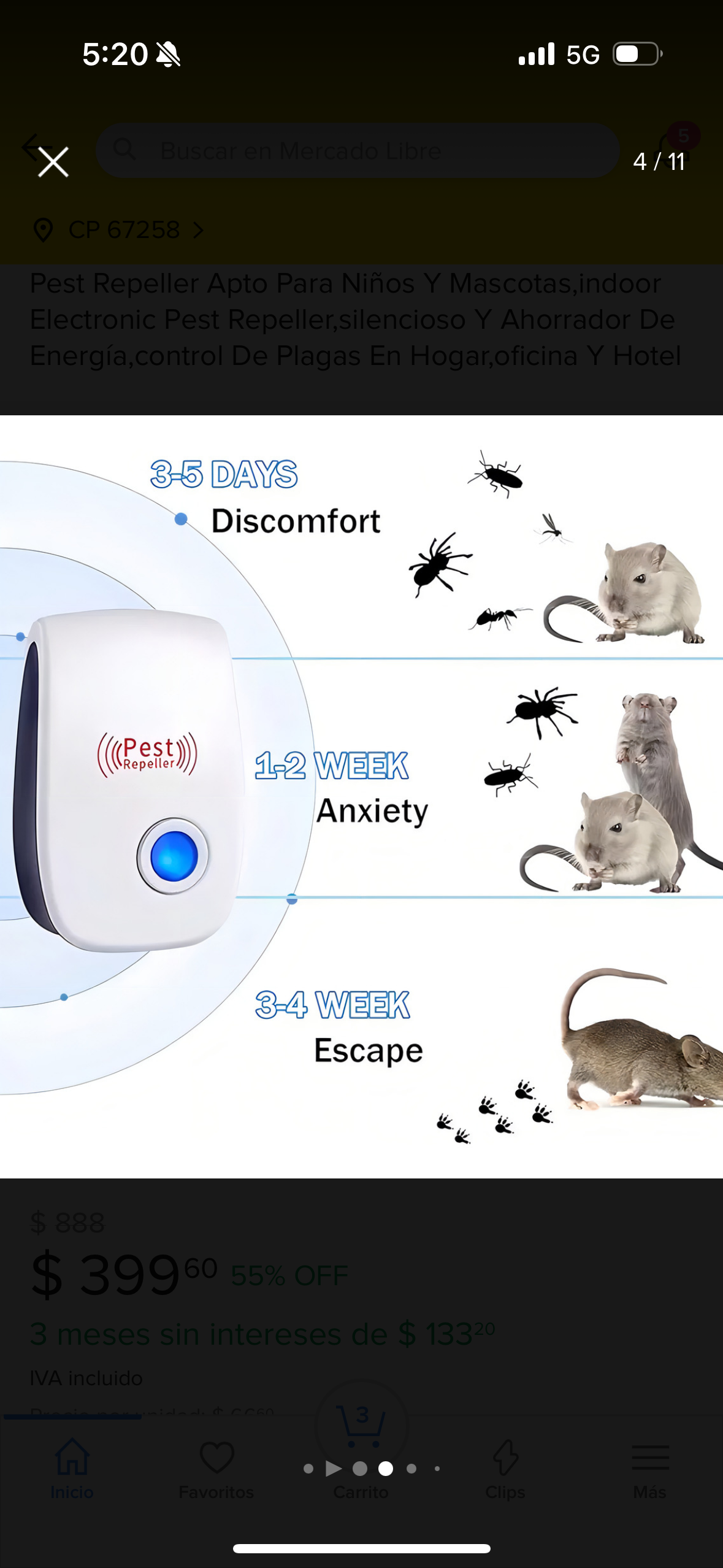 •	Repelente ultrasónico de insectos