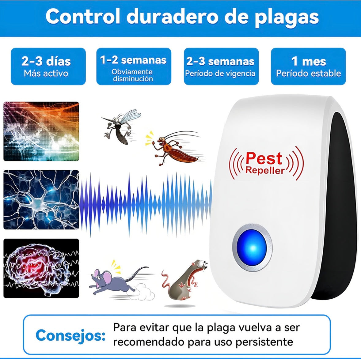 •	Repelente ultrasónico de insectos